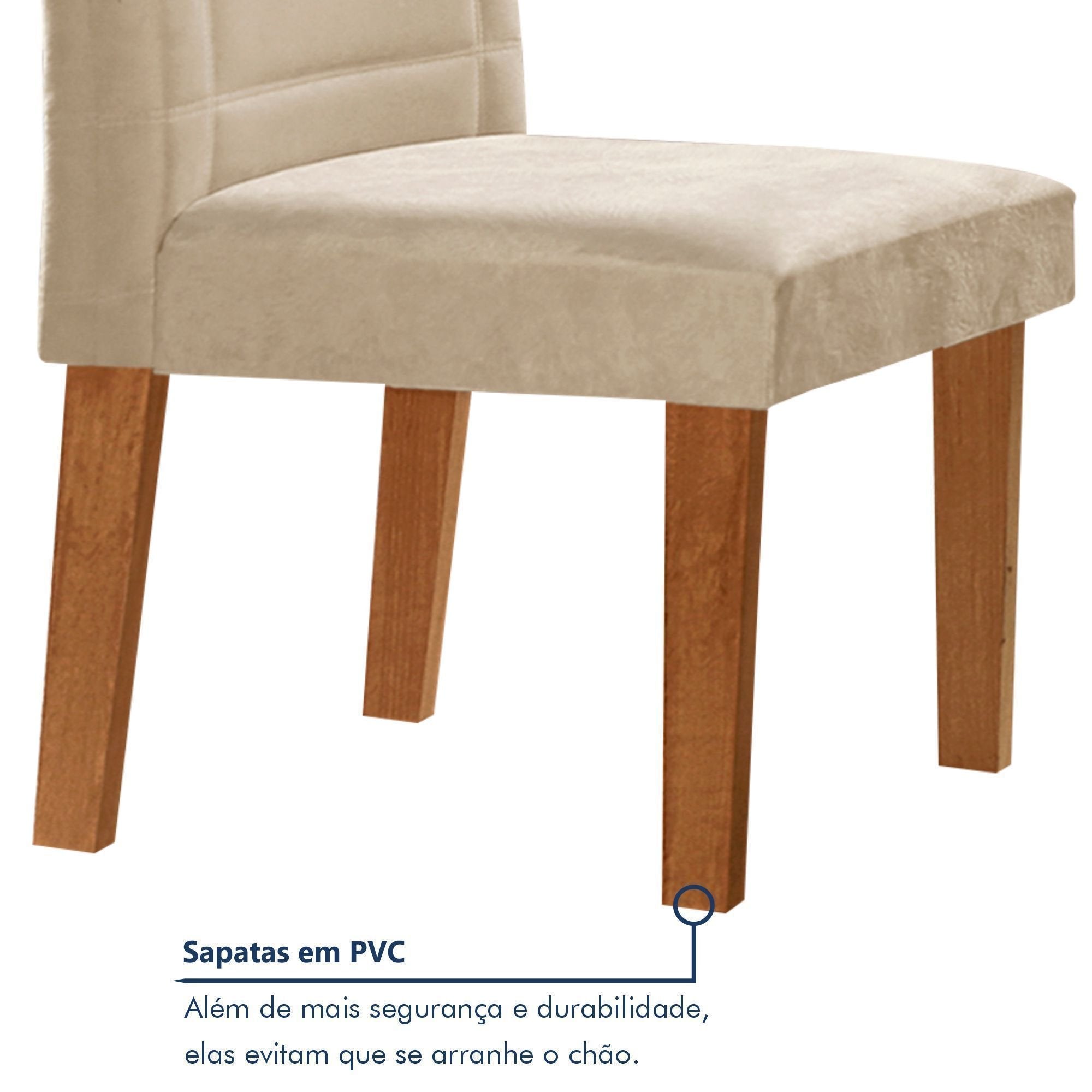 Conjunto Sala de Jantar Mesa Retangular Tampo Vidro/MDF com 8 Cadeiras Genova Smart Plus Cel Móveis