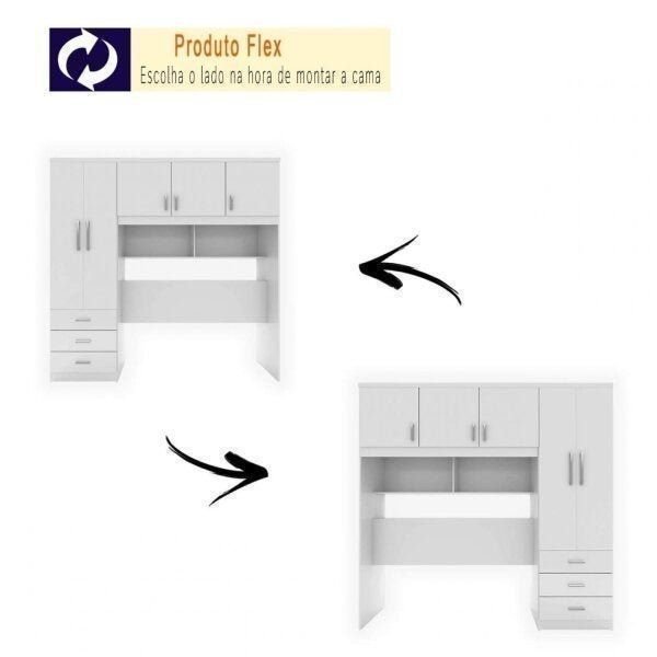 Guarda-Roupa Casal 5 Portas 3 Gavetas Baú Cancun Yescasa 100% MDF Branco