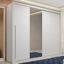 Guarda-Roupa Casal 2 Portas de Correr Ripado com Espelho Suburban Espresso Móveis MDF Freijó/Off White