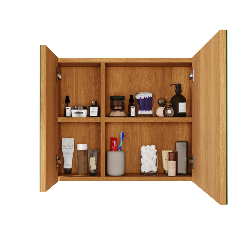 Espelheira para Banheiro Klein JM3 Móveis com Nichos 60cm Freijó/Off White
