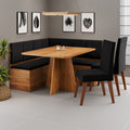 Conjunto Canto Alemão Baú Prestigio com Mesa 120x80cm e 2 Cadeiras Milão Veludo Preto