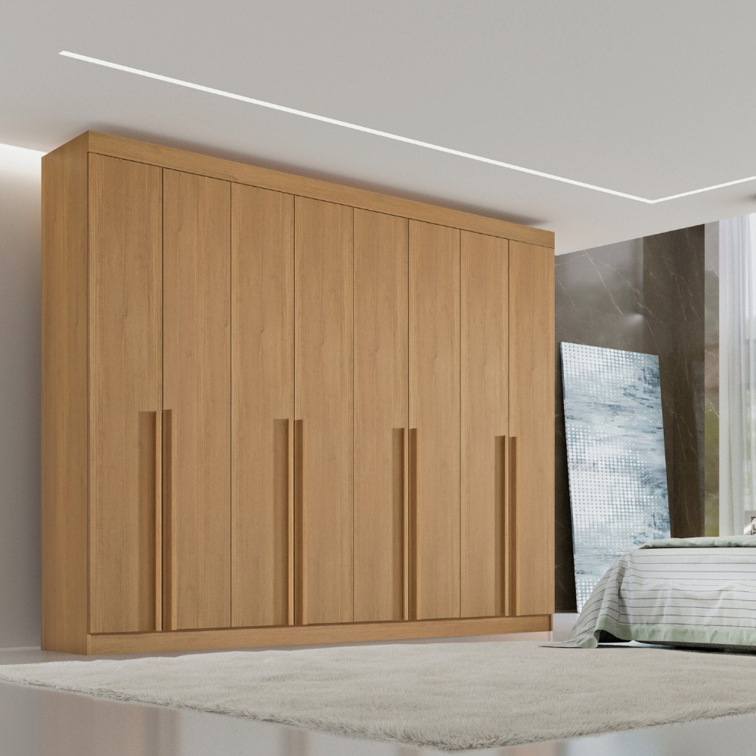 Guarda-Roupa Casal 8 Portas 8 Gavetas Império D Doro 100% MDF Cinamomo/Off White