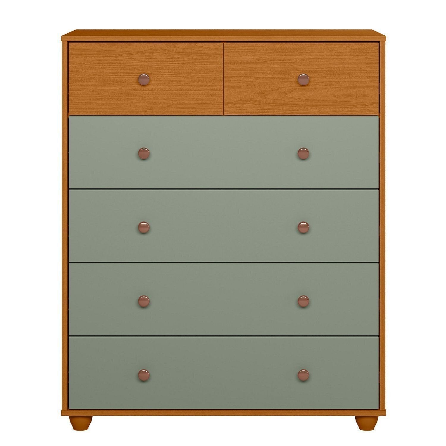 Cômoda 6 Gavetas Vittoria Albatroz Móveis 110x90x41 cm Marrom/Cinamomo/Sálvia