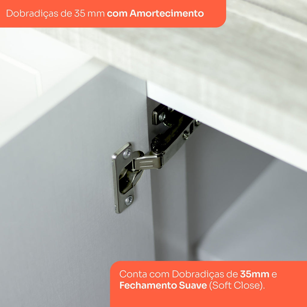 Armário Aéreo 3 Portas 120cm Americana Henn Branco/HP