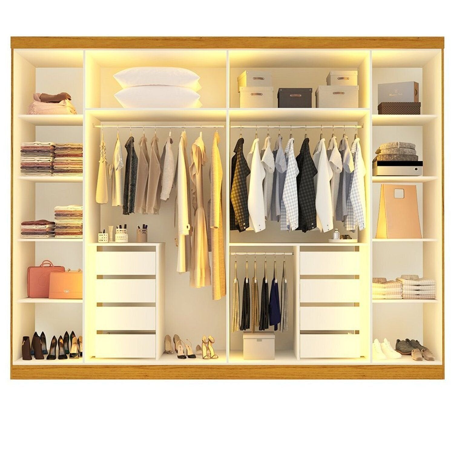 Guarda-Roupa Casal 6 Portas Reflecta Cumaru Yescasa 100% MDF Marrom/Marrome