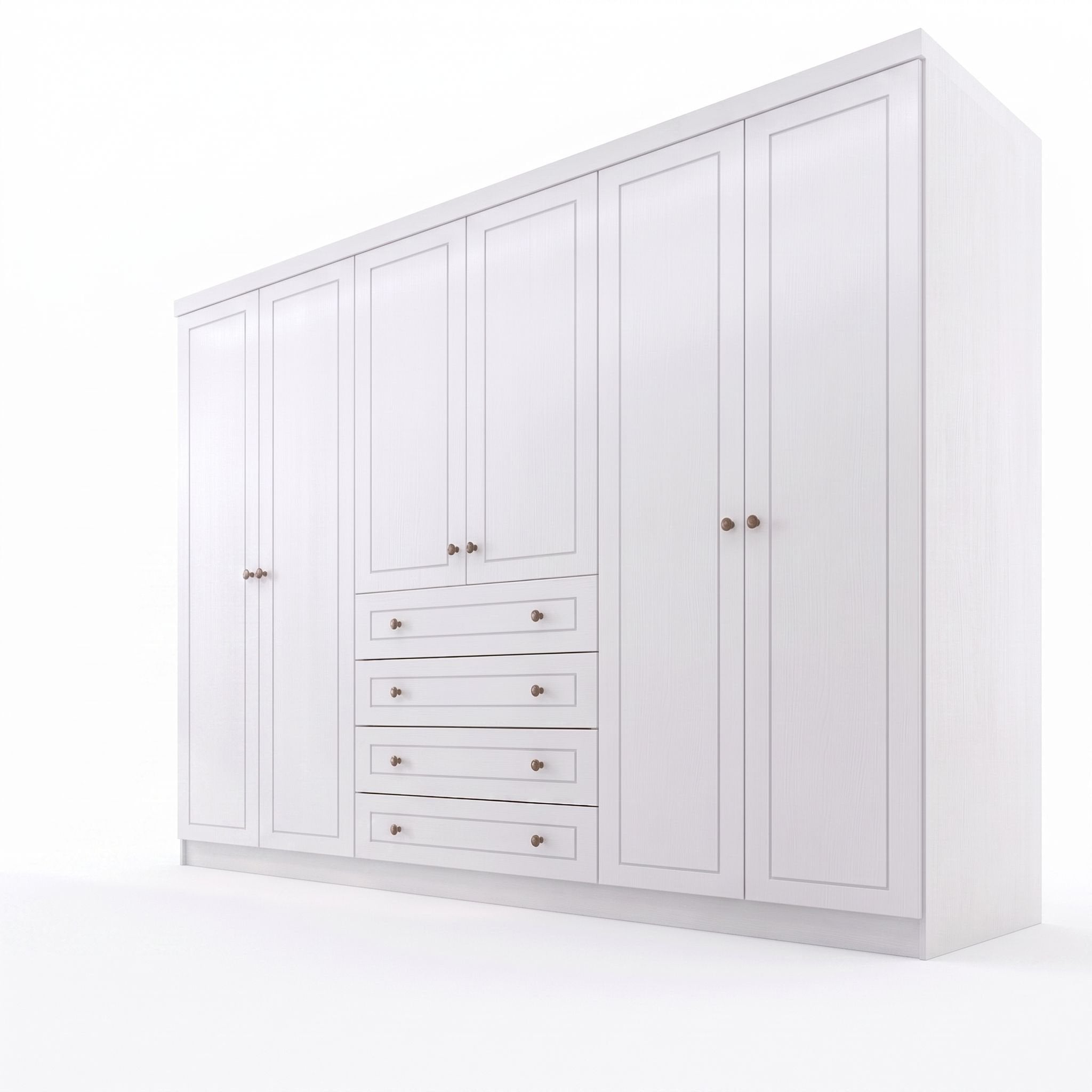 Guarda-Roupa Casal 6 Portas 4 Gavetas Nova York Espresso Móveis 100% MDF/MDP Branco