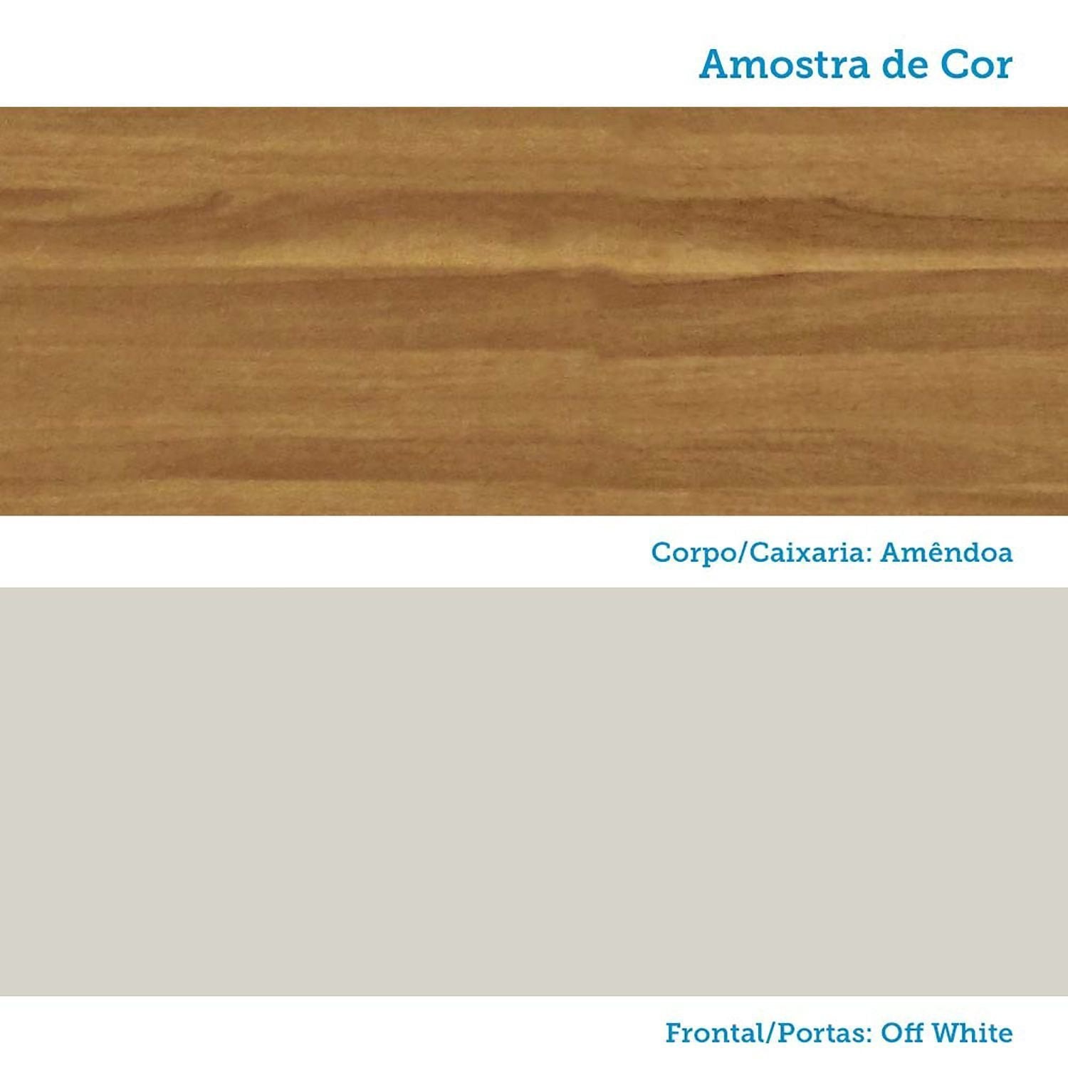 Cozinha Completa Modulada Barbados 7 Peças 16 Portas com Vidro e Tampo 100% MDF Espresso Móveis Bege/Amêndoa/Off White