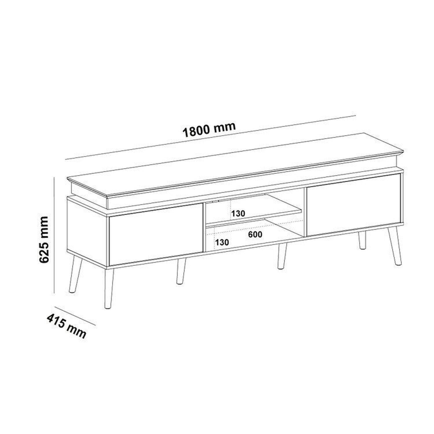 Conjunto 3 Peças Sala de Estar Mesa de Centro Lucca Buffet Oásis Rack Lumina Pinho/Off White Artely