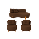 Conjunto Sala de Estar 2 Poltronas e Sofá Curvo Orgânico Boucle MD Montanaris Decor