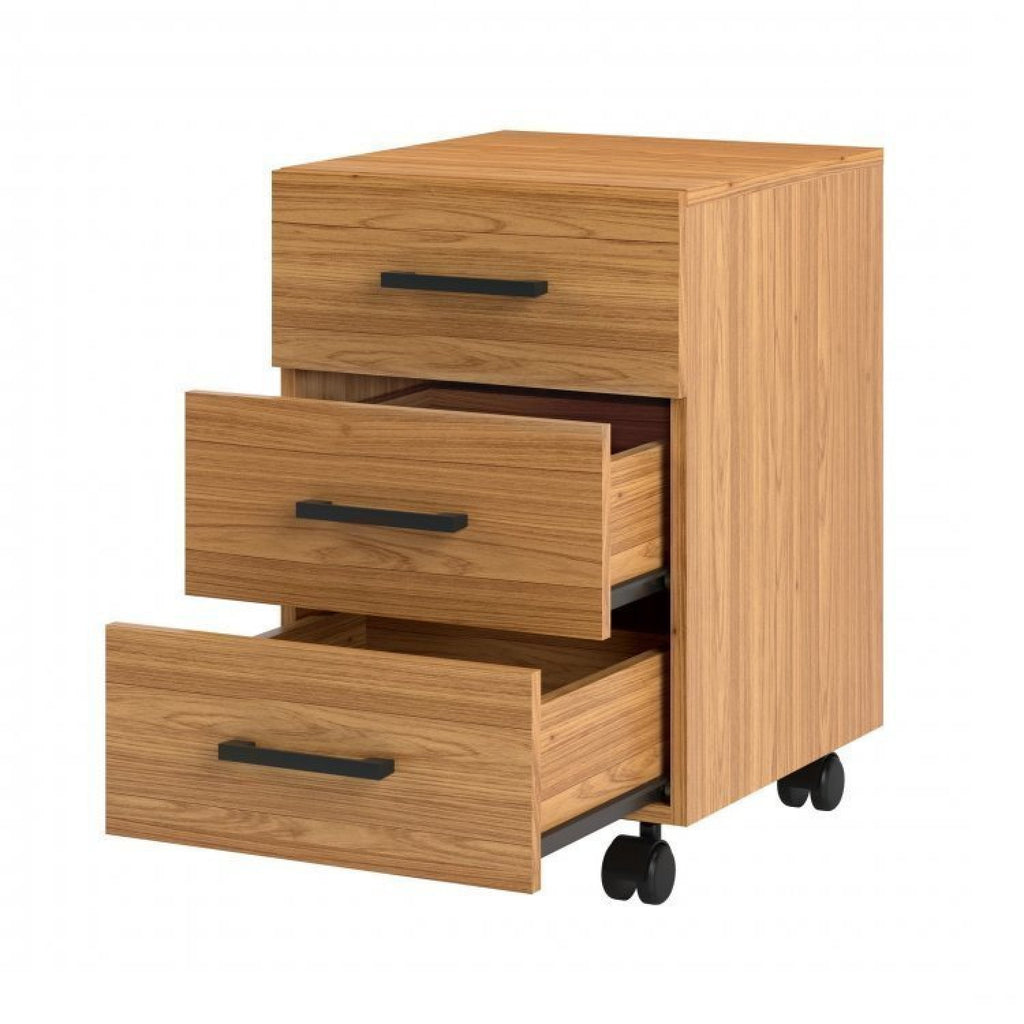 Conjunto Escritório Mesa Escrivaninha em L com Gaveteiro 100% MDF 3 Gavetas 157,5cm Industrial Freijó/Preto Espresso Móveis