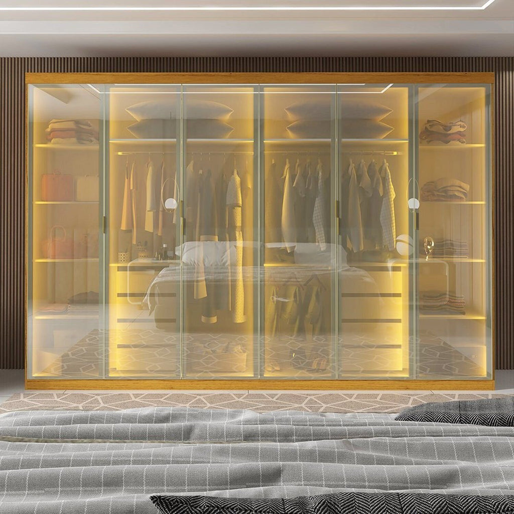 Guarda-Roupa Casal 6 Portas Reflecta Cumaru Yescasa 100% MDF Marrom/Marrome