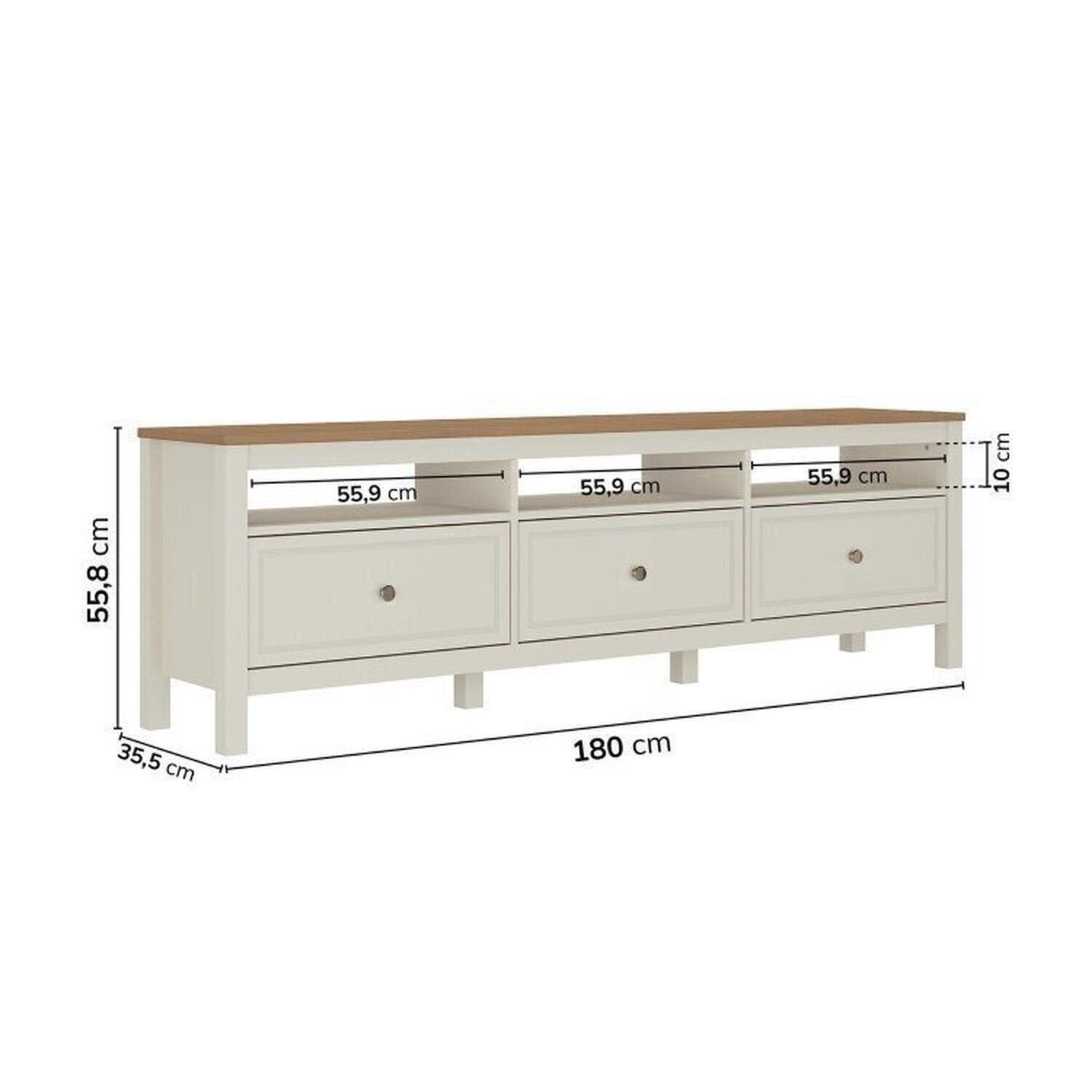 Conjunto Sala Ananda Rack e Armário Multiuso Madeira Maciça Off White/Mel CabeCasa MadeiraMadeira