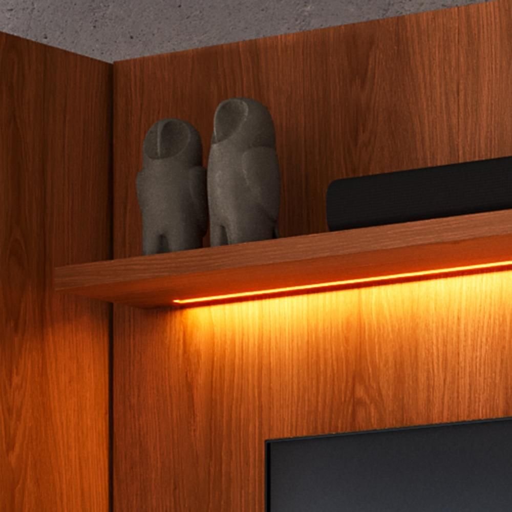 Estante Home Noble 270cm para TV Até 75 Polegadas com 2 Cristaleiras, Portas Reflecta e LED