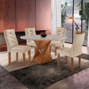 Conjunto Sala de Jantar Mesa Redonda Tampo MDF com 4 Cadeiras Barcelona Yescasa