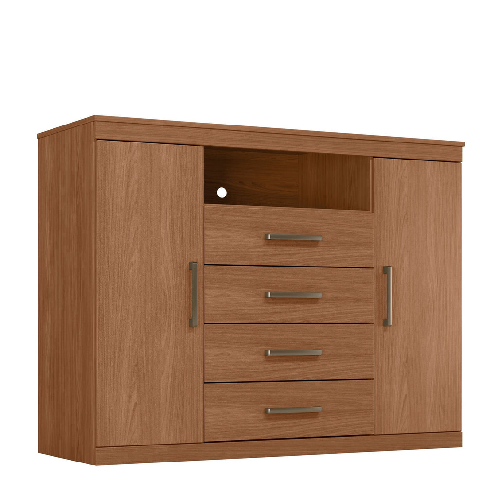 Cômoda para Quarto 2 Portas 4 Gavetas 1 Nicho Master Santos Andirá Marrom/Jatobá