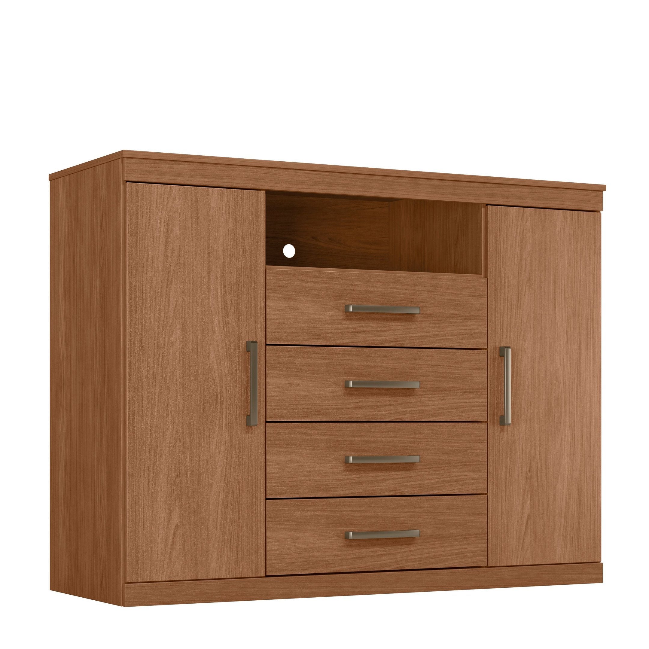 Cômoda para Quarto 2 Portas 4 Gavetas 1 Nicho Master Santos Andirá Marrom/Jatobá