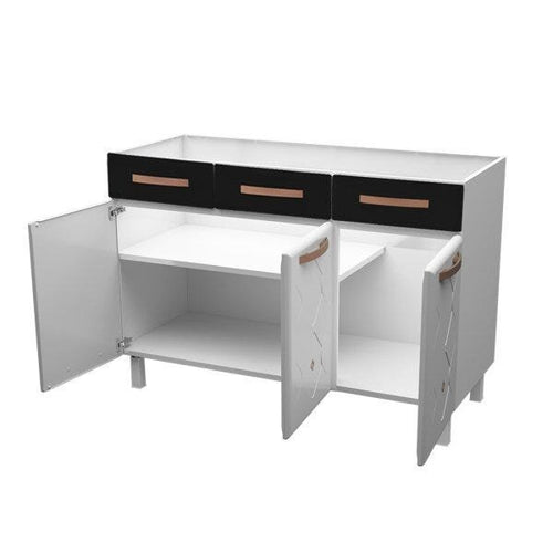 Balcão de Cozinha em Aço Triplo para Pia 120cm Mirage New Telasul Preto/Branco