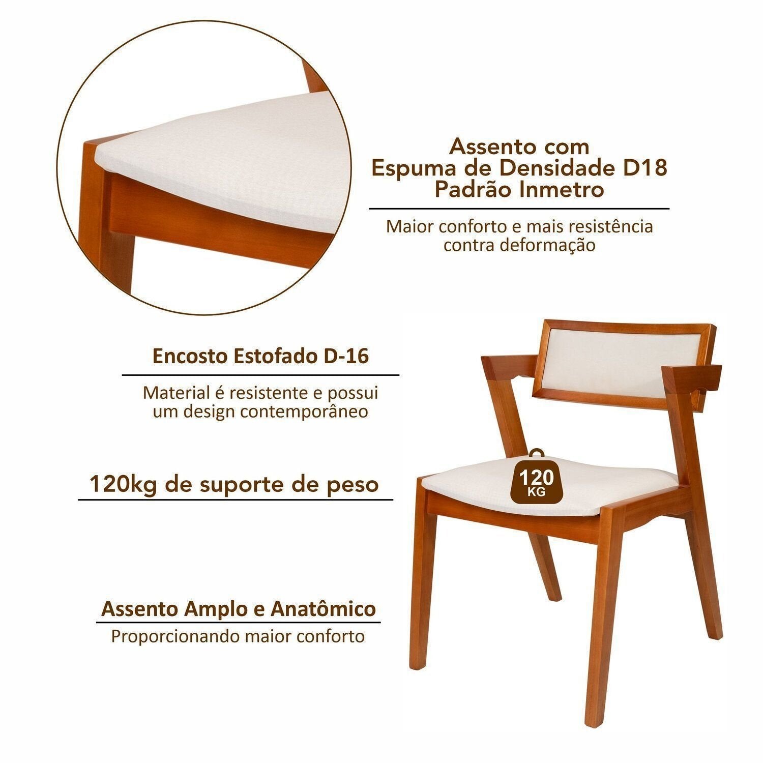 Conjunto Sala de Jantar Mesa Viena Tampo Vidro/MDF com 4 Cadeiras Ímola Authentic Espresso Móveis Champagnhe/Off White