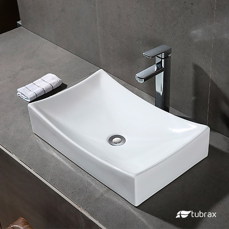 Cuba Banheiro Lavabo Cerâmica Branca Tubrax BAB0002