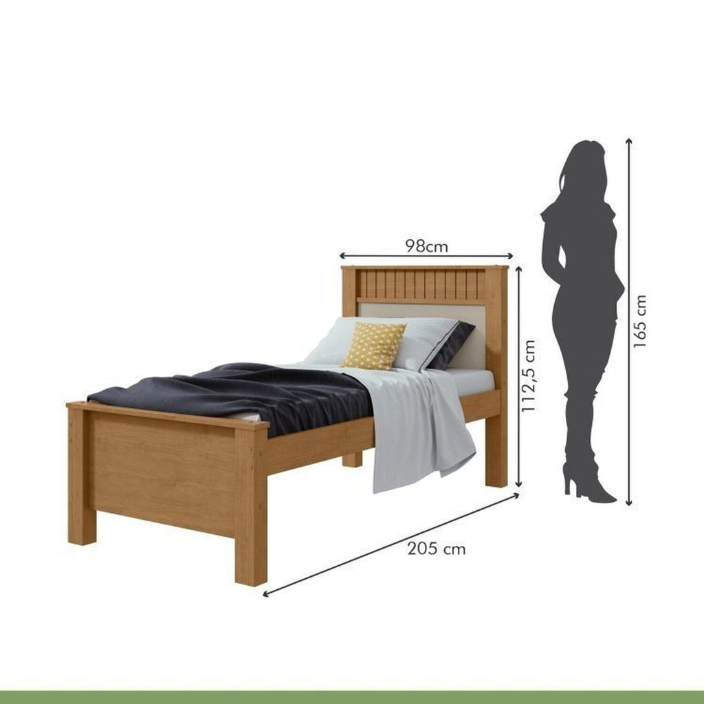 Kit Quarto Infantil com Guarda-Roupa 4 Portas e Cama de Solteiro Marrom Amêndoa Clean Móveis Lopas