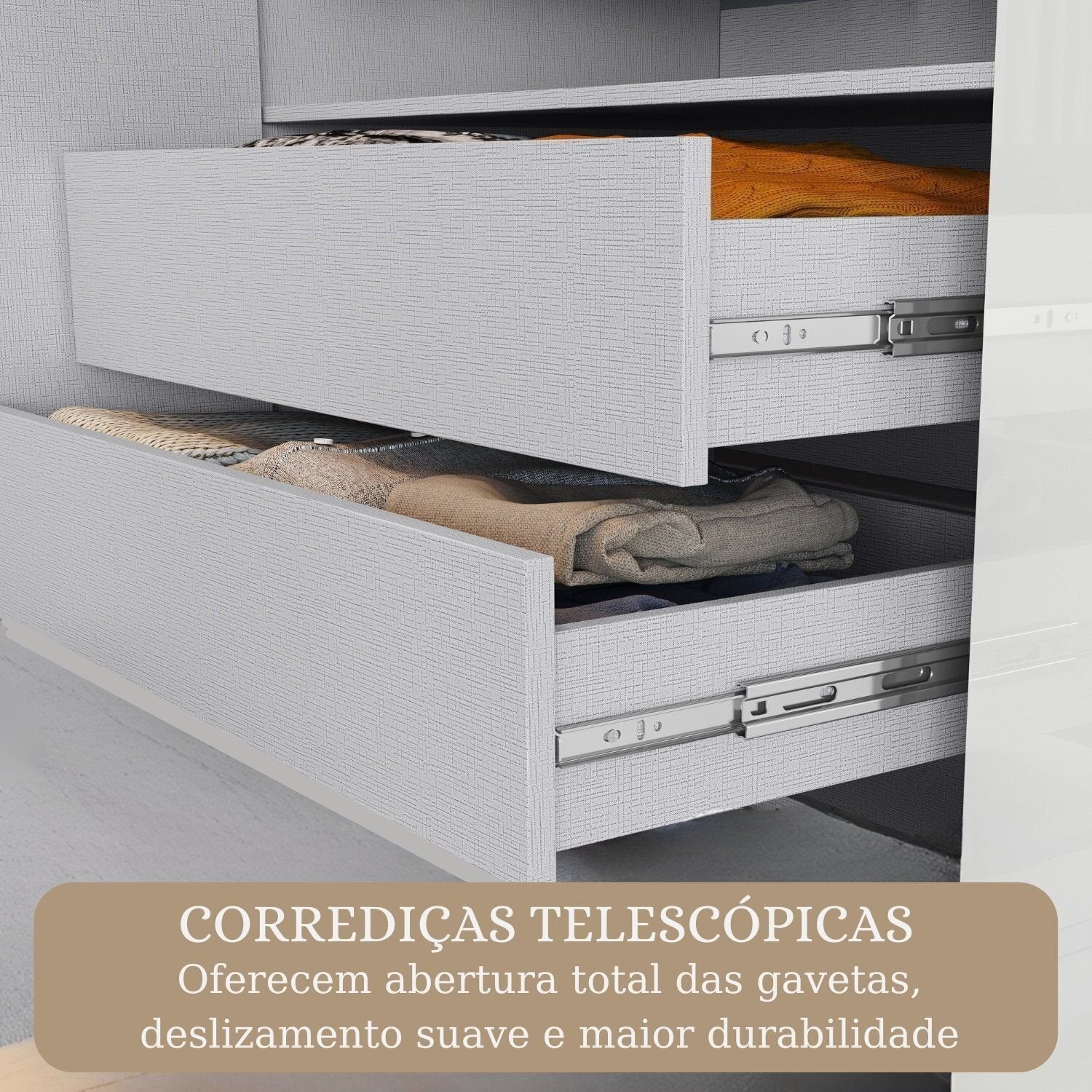 Guarda-Roupa Modulado de Canto 11 Portas 4 Gavetas Paris Maxel Off White/Cinamomo