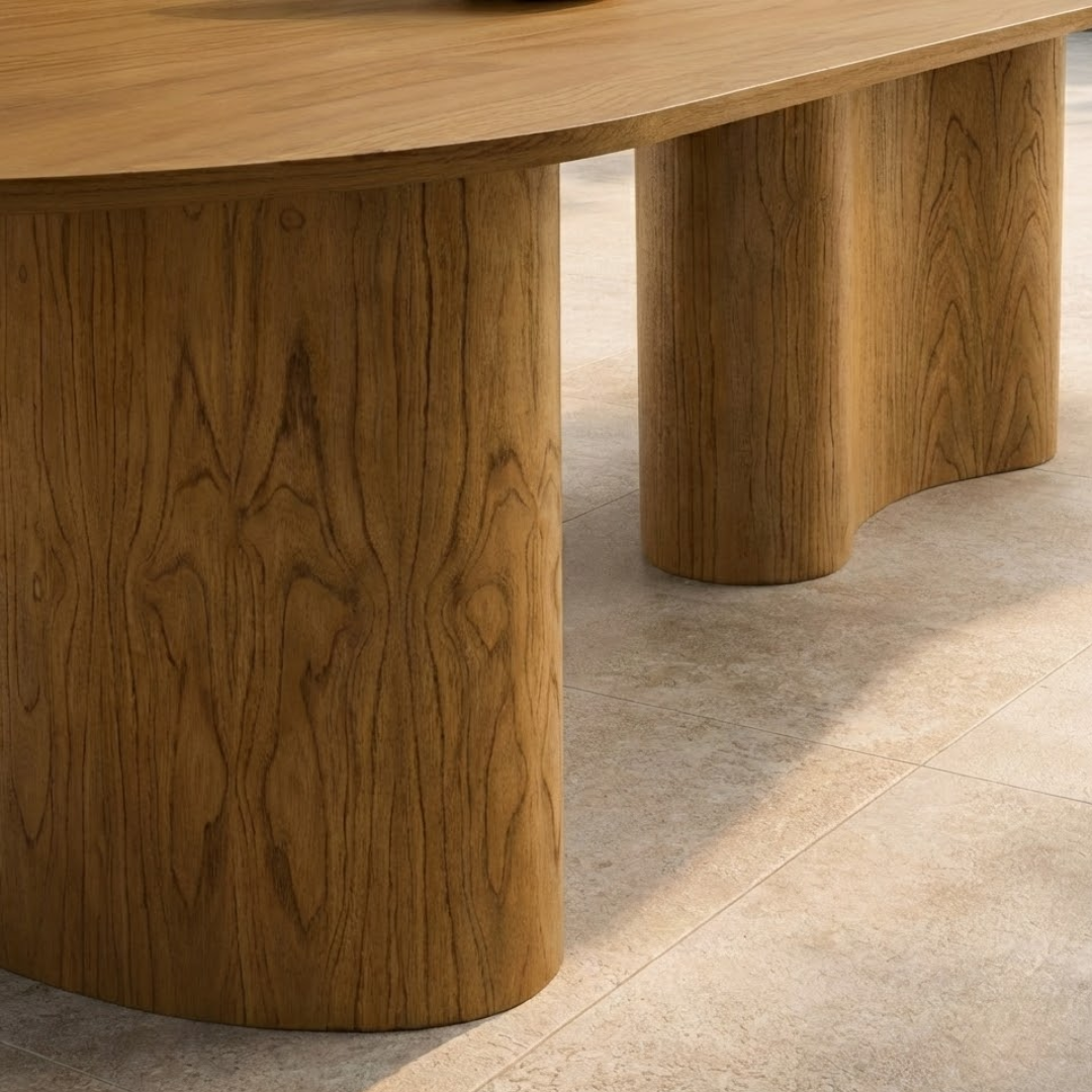 Conjunto Mesa de Jantar Savana e 8 Cadeiras Arezzo Madeira Laminada Natural Área Gourmet