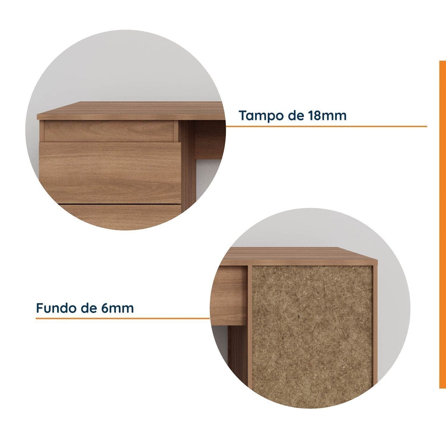 Escrivaninha Mesa Escritório Hera 3 Gavetas 163cm CabeCasa MadeiraOriginals