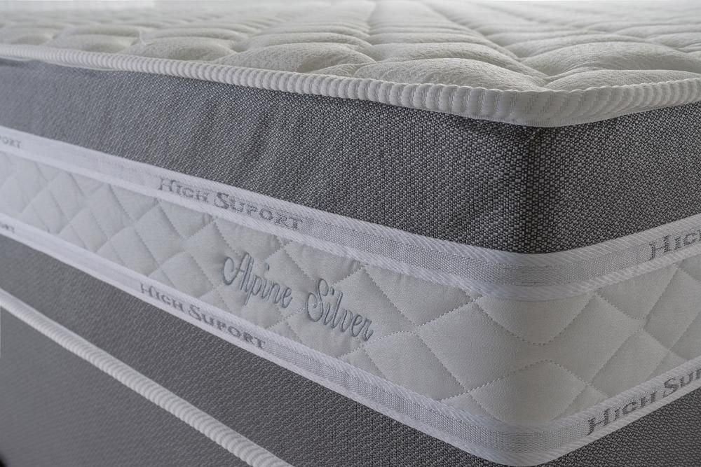 Conjunto Cama Box Super King com Molas Ensacadas Alpine Cinza 193x203x65 King House