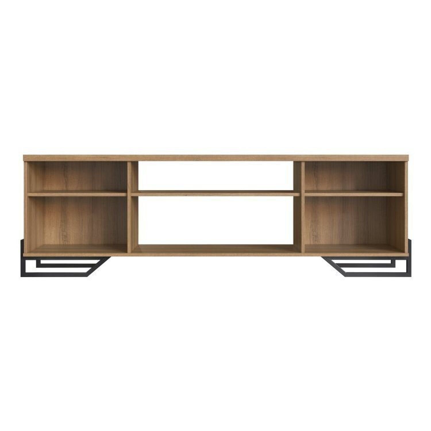 Conjunto Sala de Estar Completa Rack TV 60 Polegadas, Estante e Aparador Industrial Telado Marrom Espresso Móveis