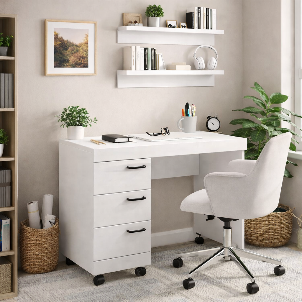 Escrivaninha Mesa Escritório Osaka 3 Gavetas 90cm Politorno