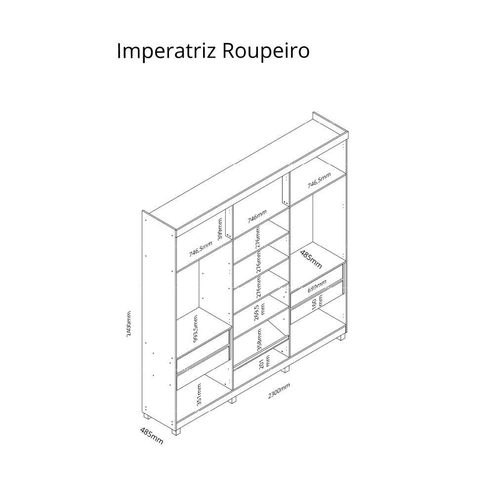 Guarda-Roupa Casal 6 Portas 4 Gavetas Imperatriz Yescasa 100% MDF Off White