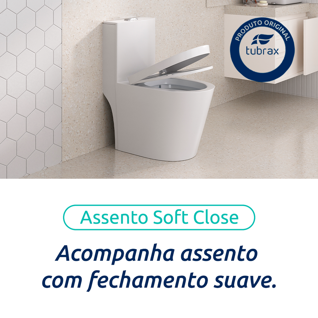 Vaso Sanitário Monobloco Cerâmica Modelo Acies Tubrax Branco VAB0003
