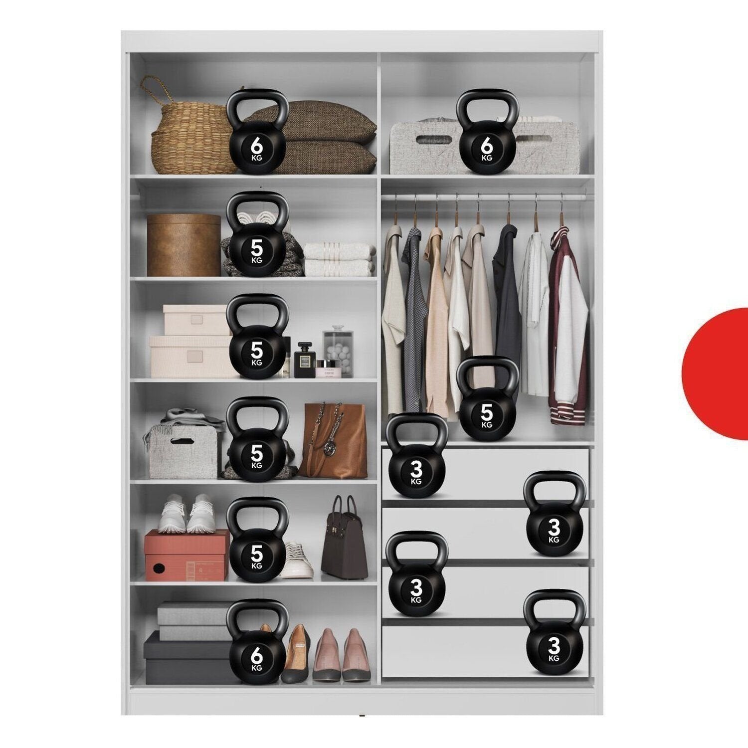 Guarda-Roupa Casal com Espelho Demóbile London 2 Portas de Correr 4 Gavetas 100% MDF Branco