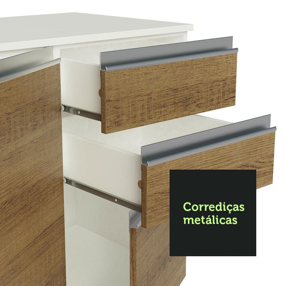 Armário de Cozinha Completa 100% MDF 300cm Branco/Rustic/Crema Smart Madesa 03
