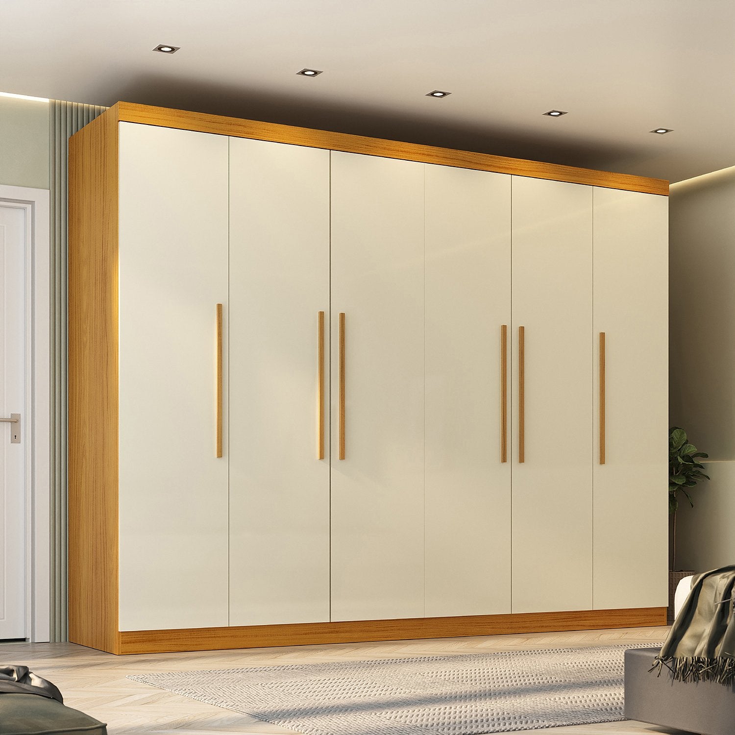 Guarda-Roupa Casal 6 Portas Carnaúba CabeCasa MadeiraOriginals 100% MDF Marrom/Off White