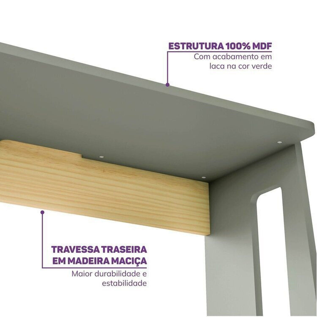 Conjunto Quarto Completo Treliche com LED, Escrivaninha e Estante Petit Casatema MadeiraOriginals