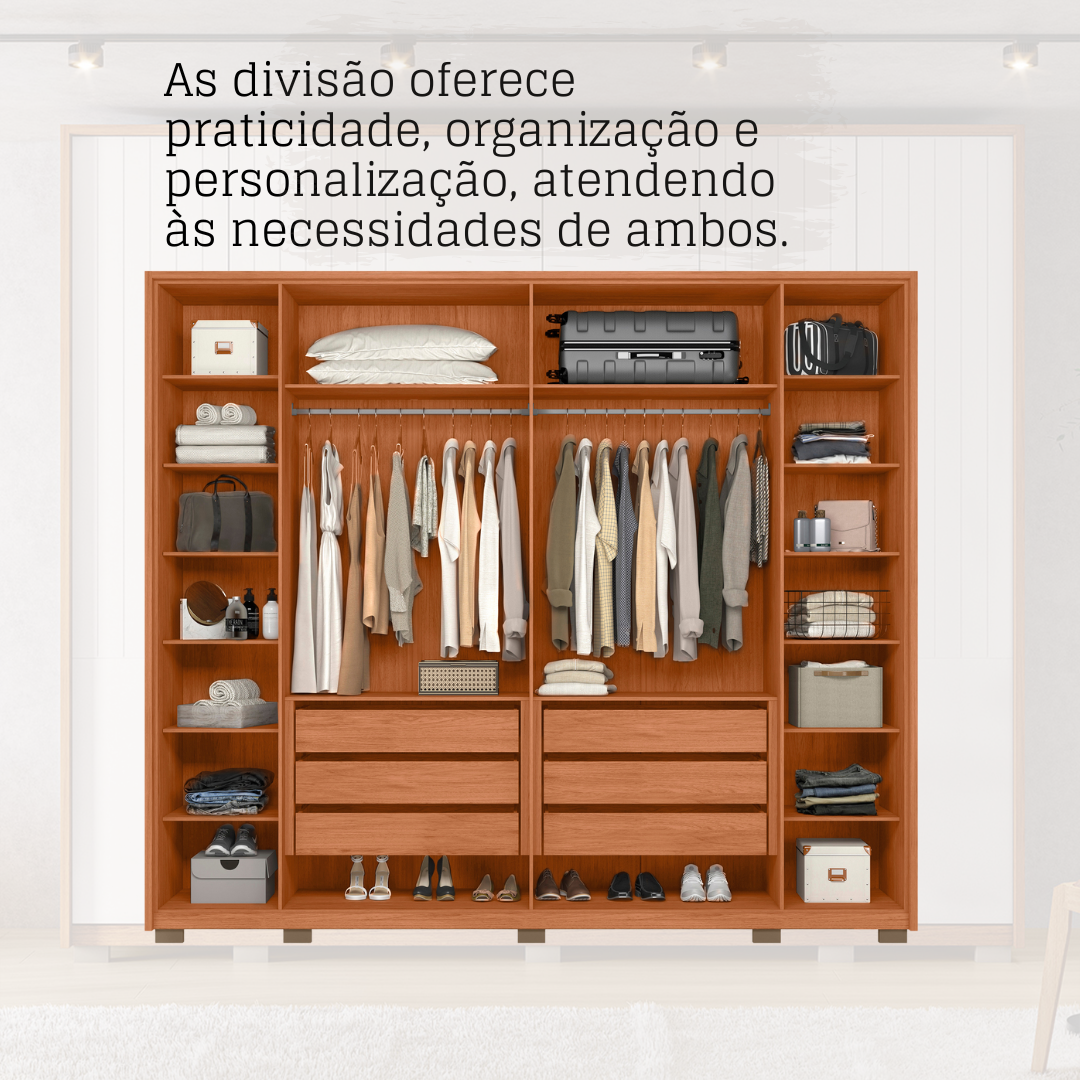 Guarda-Roupa Casal 6 Portas 6 Gavetas Suburban Gold Espresso Móveis 100% MDF Marrom/Freijó/Off White