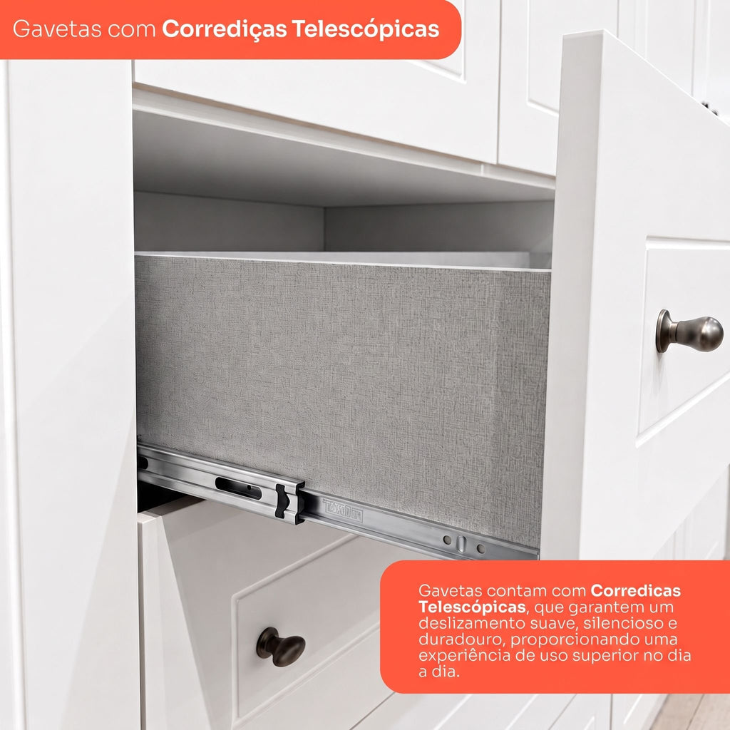 Guarda-Roupa Casal 6 Portas 4 Gavetas Nova York Espresso Móveis Branco