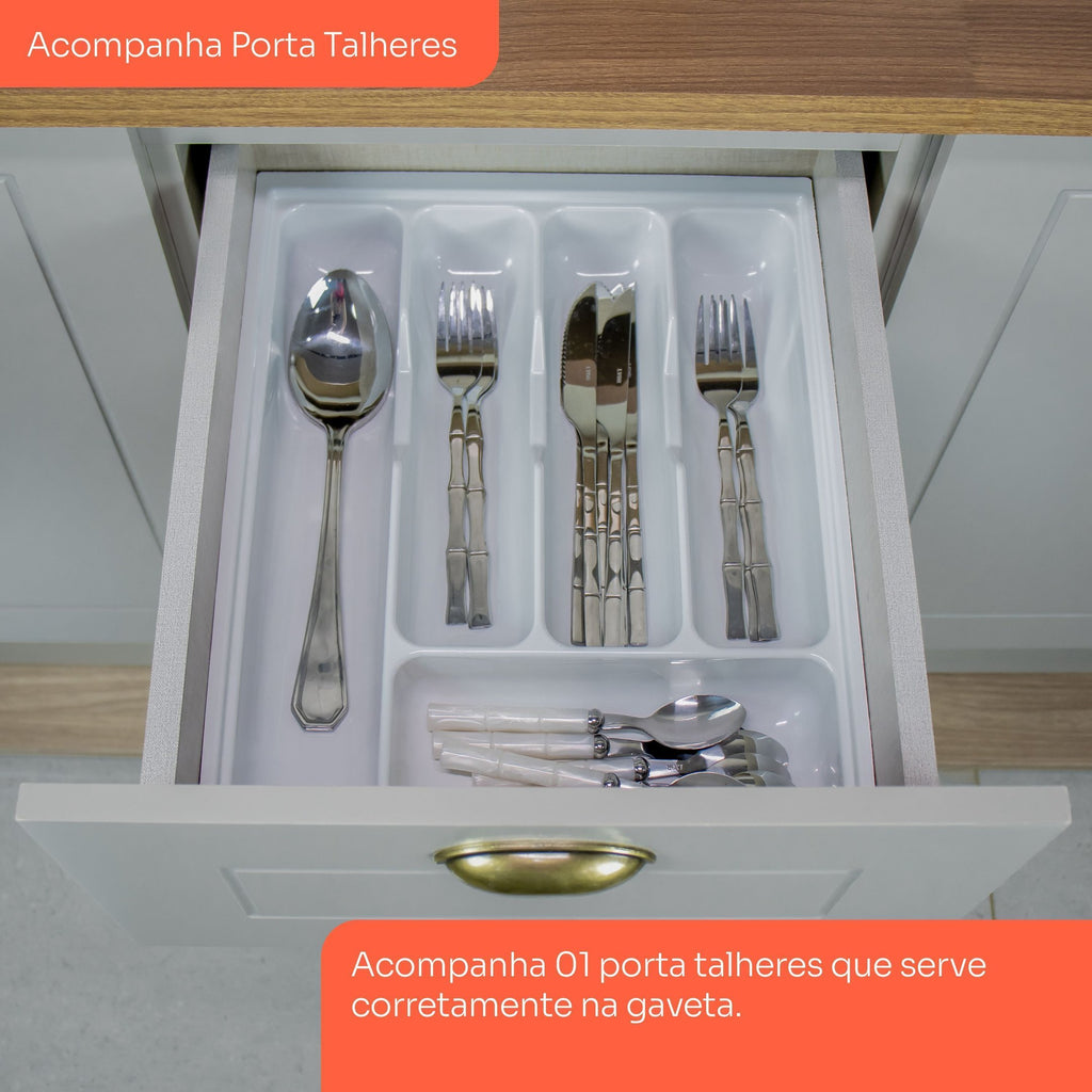 Cozinha Completa Modulada 6 Peças com Cristaleira Emily Espresso Móveis Cinza/Nature