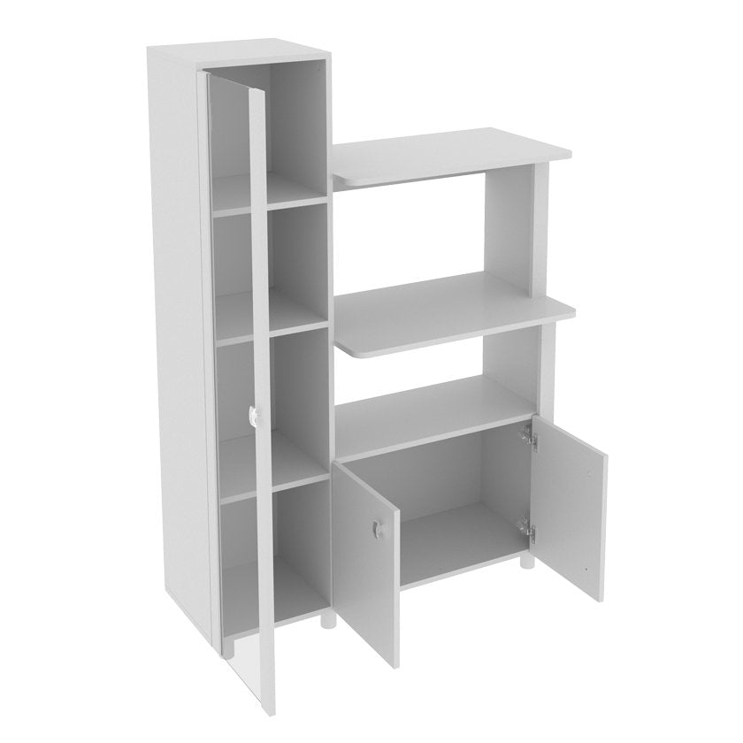 Balcão Multiuso para Forno e Micro-Ondas 3 Portas 4 Prateleiras com Tampo BL3304 Tecno Mobili Branco