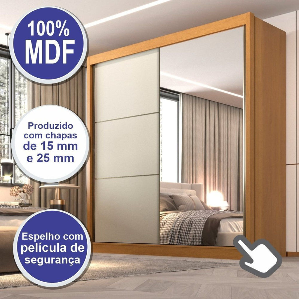 Guarda-Roupa Casal 2 Portas 6 Gavetas D Doro Coliseu 100% MDF Marrom/Cinamomo/Off White
