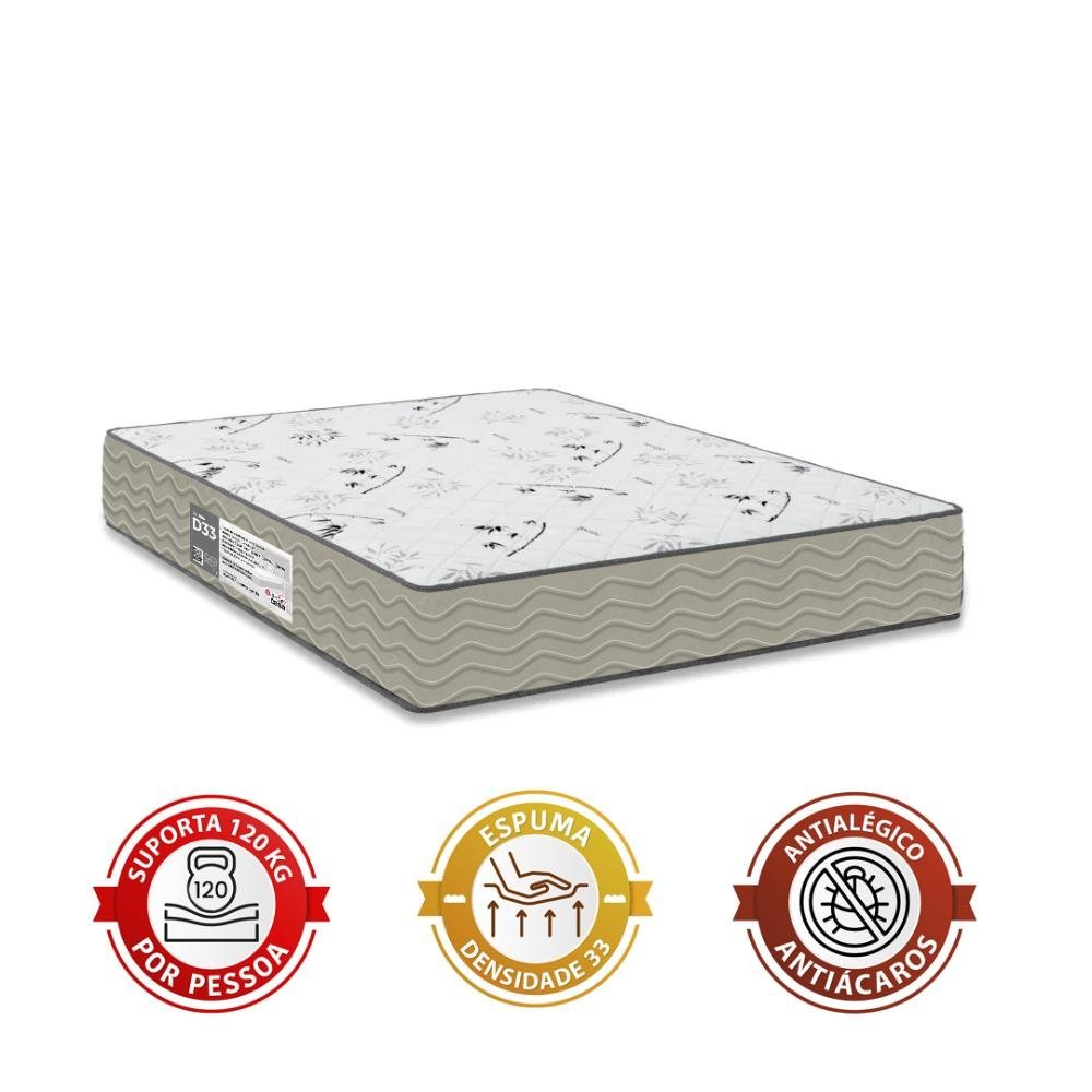 Colchão Casal Espuma D33 One Face e-Shop Casa Suede Bege 17x138x188cm