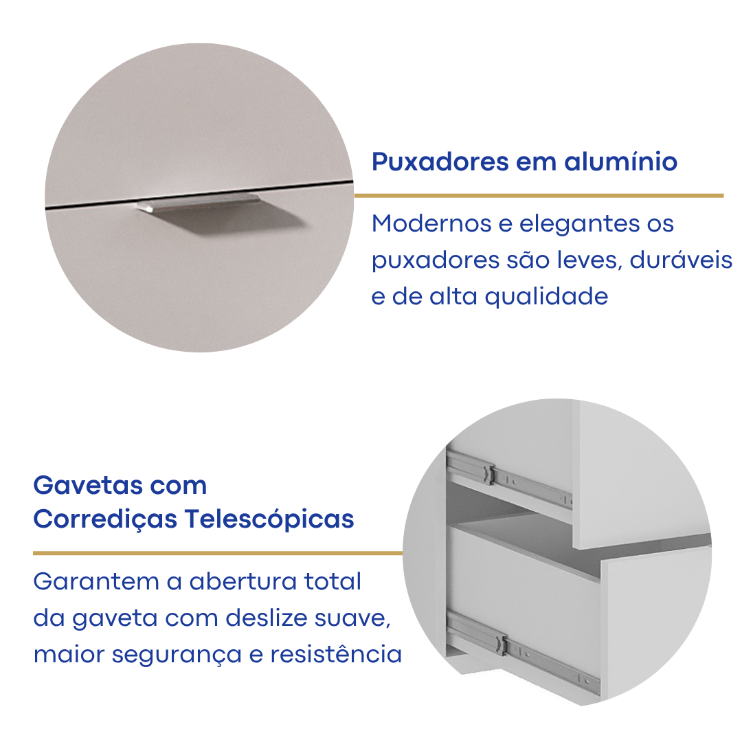 Penteadeira 9 Gavetas com Espelho e LED Foscarini 8402 Branco