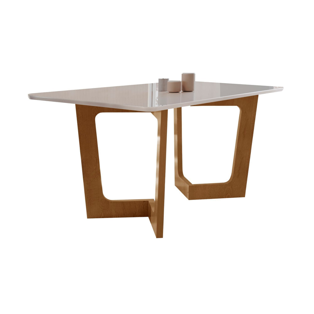 Conjunto Sala de Jantar Mesa Retangular Tampo Vidro/MDF com 8 Cadeiras Luísa Smart Plus Cel Móveis