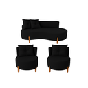 Conjunto Sala de Estar 2 Poltronas e Sofá Curvo Orgânico Boucle MD Montanaris Decor