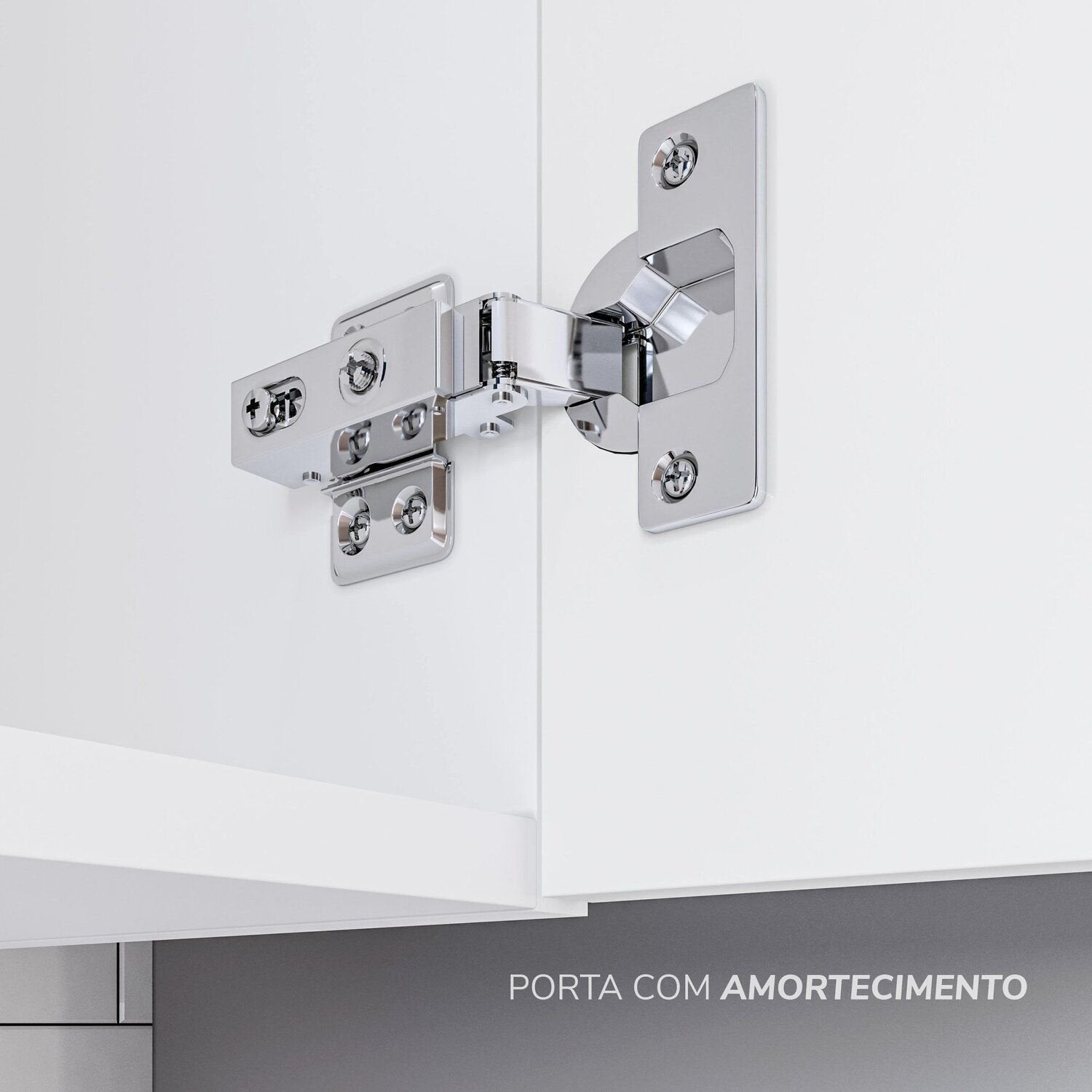 Cozinha Completa Modulada Pérola Yescasa 5 Peças Torre Quente Aéreo 3 Portas Balcão 120 Balcão 80 Basculante Branco