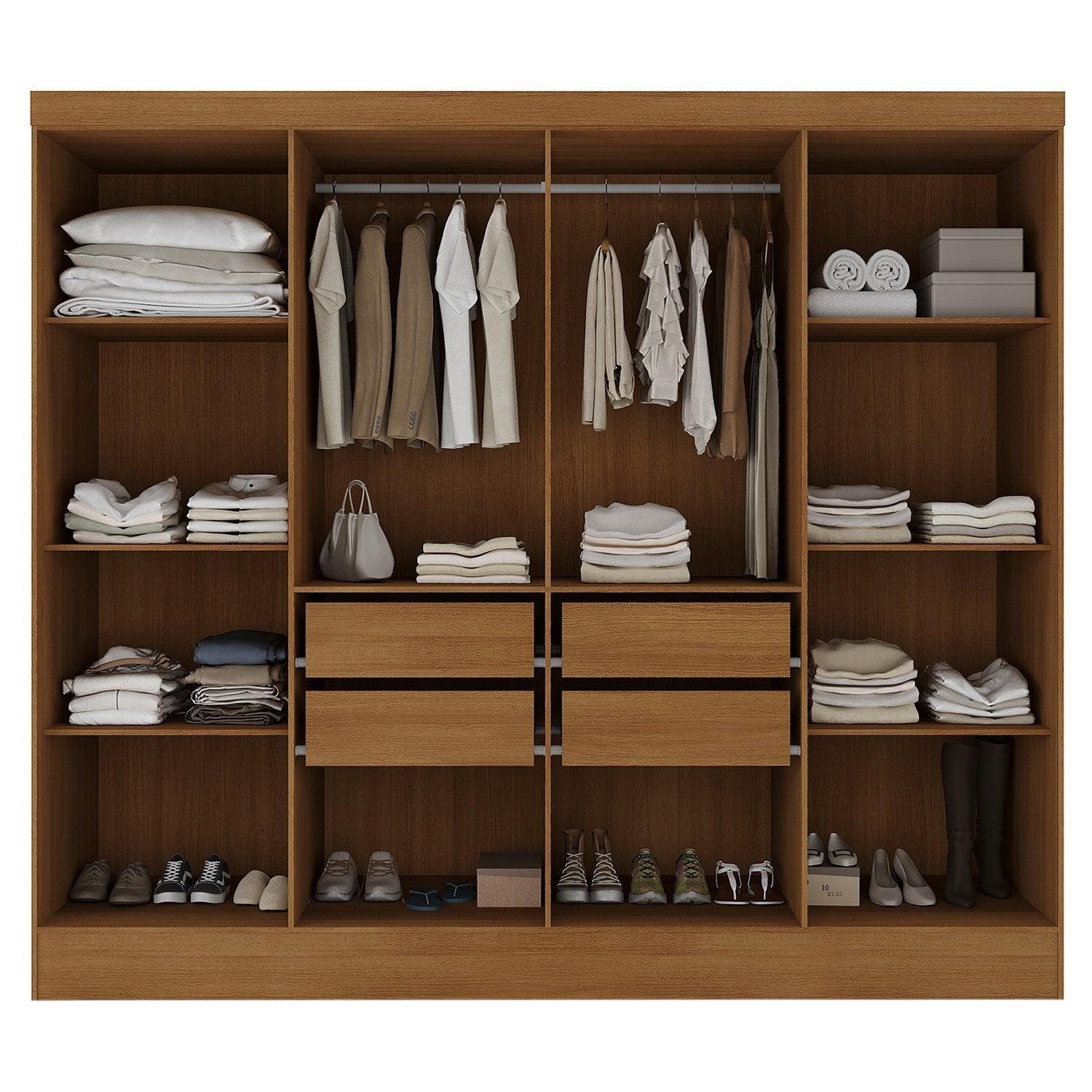 Guarda-Roupa Casal 8 Portas 4 Gavetas Jatobá Yescasa 100% MDF Cinamomo/Off White