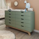 Cômoda Infantil 10 Gavetas 100% MDF Alice FD Branco/Freijó