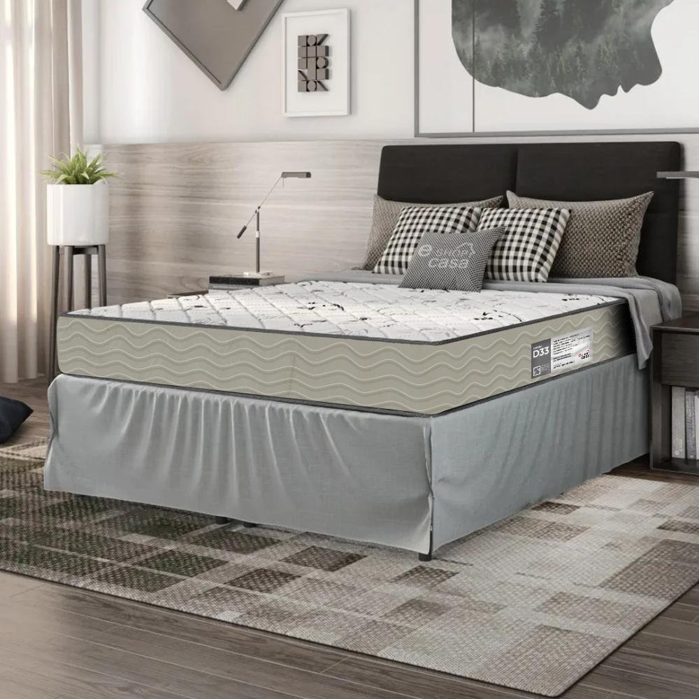 Colchão Casal Espuma D33 One Face e-Shop Casa Suede Bege 17x138x188cm