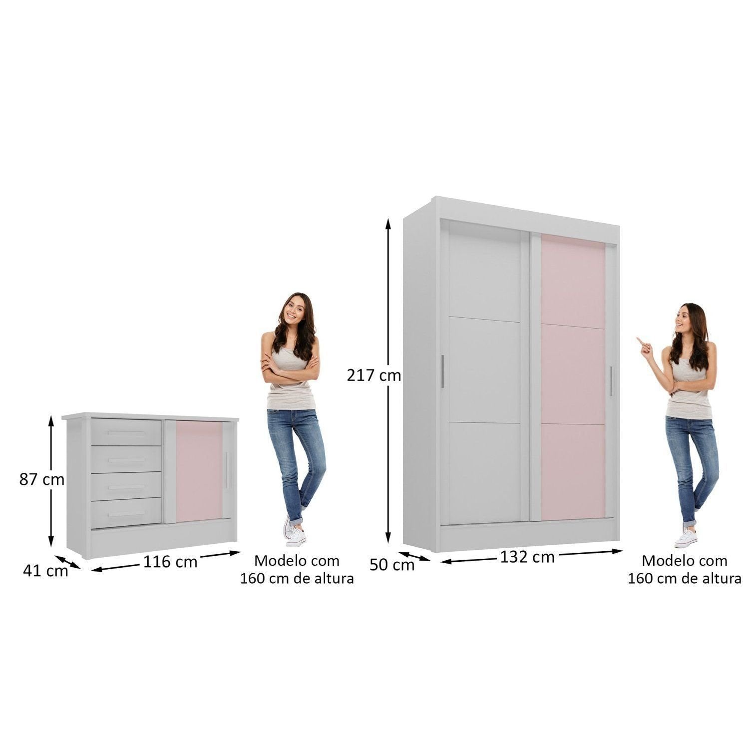 Quarto Infantil Completo Guarda-Roupa 2 Portas 2 Gavetas com Cômoda Maya Espresso Móveis